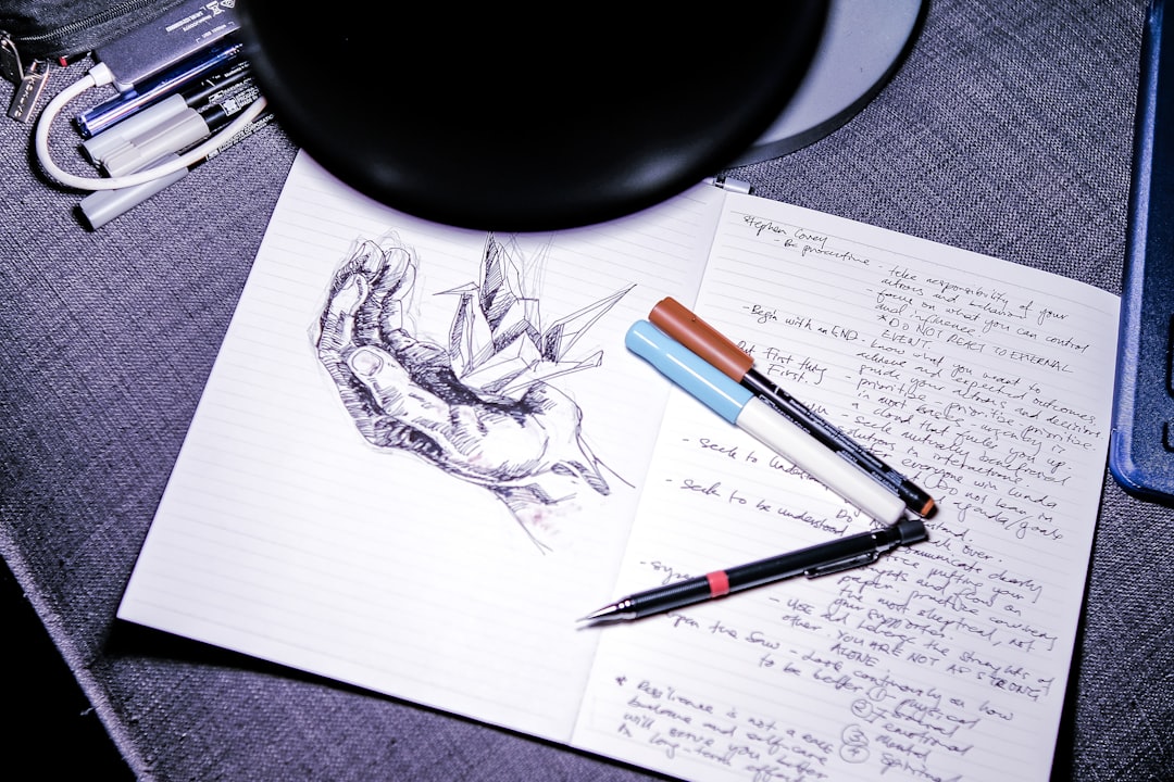 Sketch of a planner and clock illustrating daily habits for success